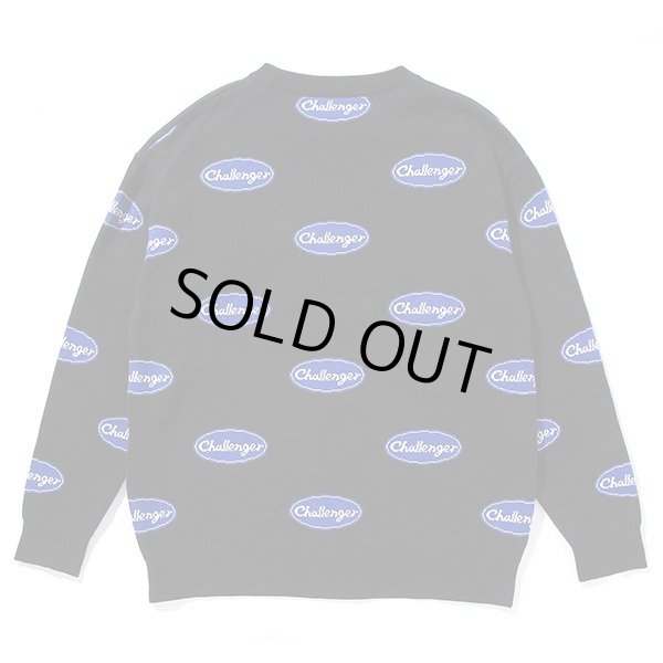 人気絶頂 SWEATER 【人気】CHALLENGER LOGO RULED SWEATER 総柄ニット