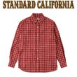 画像1: STANDARD CALIFORNIA [スタンダードカリフォルニア] Seersucker Check Button-Down Shirt  [Red] シアサッカーチェックボタンダウンシャツ (レッド) AKS (1)