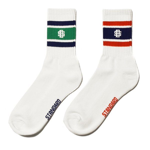 画像1: STANDARD CALIFORNIA [スタンダードカリフォルニア] SD Sports Socks-2P [Navy/Red、Green/Navy] スポーツソックス2P  (ネイビー/レッド・グリーン/ネイビー) BBA (1)