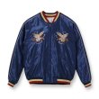 画像2: TAILOR TOYO [テーラー東洋] 1950s Style Acetate Souvenir Jacket “EAGLE” × “DRAGON & TIGER [Navy] 1950sスタイルアセテートスーベニアジャケット スカジャン ”イーグル”×"ドラゴン&タイガー"（ネイビー） BCS M,L (2)