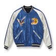 画像4: TAILOR TOYO [テーラー東洋] Mid 1950s Style Acetate Souvenir Jacket “TIGER”×“SPIDERWEB, SNAKE AND SKULL” [BLUE] ミッド1950sスタイルアセテートスーベニアジャケット スカジャン タイガー×スパイダーウェブ、スネーク&スカル（ブルー） BCS M,L,XL (4)