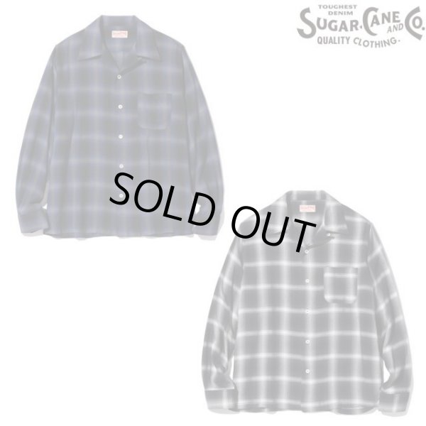 画像1: SUGAR CANE [シュガーケーン] RAYON OMBRE CHECK OPEN SHIRT [NAVY,BLACK] レーヨンオンブレチェックオープンシャツ（ネイビー、ブラック） BCS M,L,XL (1)