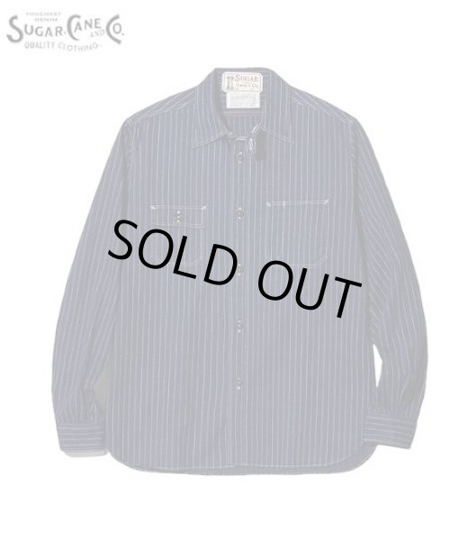 画像1: SUGAR CANE [シュガーケーン] FICTION ROMANCE 8.5oz. WABASH STRIPE WORK SHIRT 8.5oz.ウォバッシュストライプワークシャツ BCA (1)