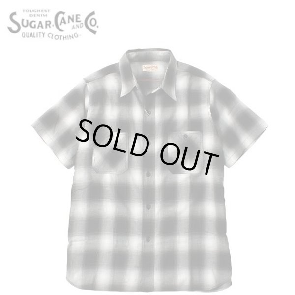 画像1: SUGAR CANE [シュガーケーン] COTTON OMBRE CHECK WORK SHIRT  [BLACK] コットンオンブレチェックワークシャツ 半袖 （ブラック） BDS M,L,XL (1)
