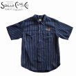 画像2: SUGAR CANE [シュガーケーン] COKE STRIPE WORK SHIRT with EMBROIDERED (SHORT SLEEVE) コークストライプワークシャツ 半袖 刺繡 BDS (2)