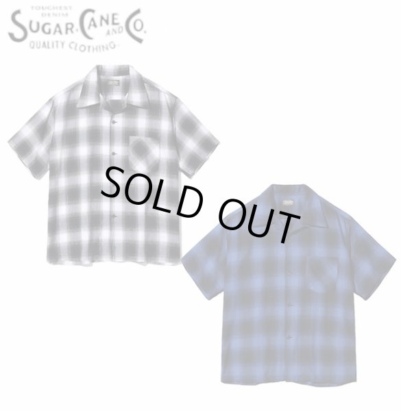 画像1: SUGAR CANE [シュガーケーン] RAYON OMBRE CHECK S/S OPEN SHIRT [OFF WHITE,BLUE] レーヨンオンブレチェックオープンシャツ 半袖（オフホワイト、ブルー） BDS M,L,XL (1)