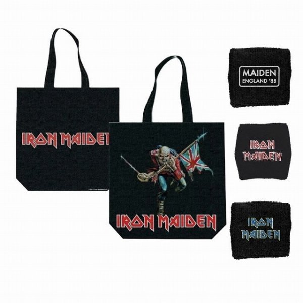 画像1: IRON MAIDEN〔アイアンメイデン〕TROOPER COTTON TOTE BAG & LOGO WRISTBAND SET トルーパーコットントートバッグ＆ロゴリストバンド セット BDA (1)