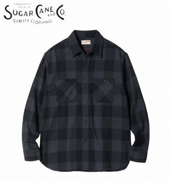 画像1: SUGAR CANE [シュガーケーン] TWILL CHECK WORK SHIRT (BLACK) ツイルチェックワークシャツ バッファローチェック (ブラック) BDA (1)