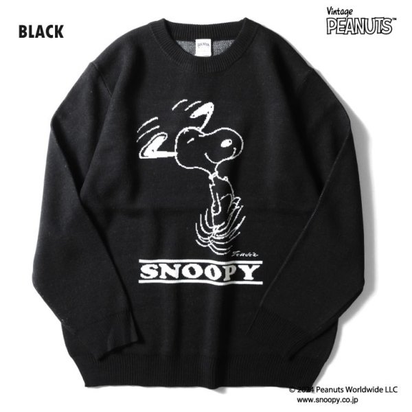 画像1: HOUSTON [ヒューストン] PEANUTS JQ KNIT SWEATER (SNOOPY) ジャガードニットセーター (スヌーピー) BDA (1)