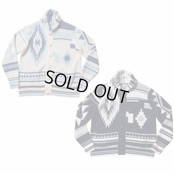 画像1: TMT [ティーエムティー] NATIVE KNIT CARDIGAN (WHITE/NAVY) ネイティブニットカーディガン (ホワイト/ネイビー) BDA (1)