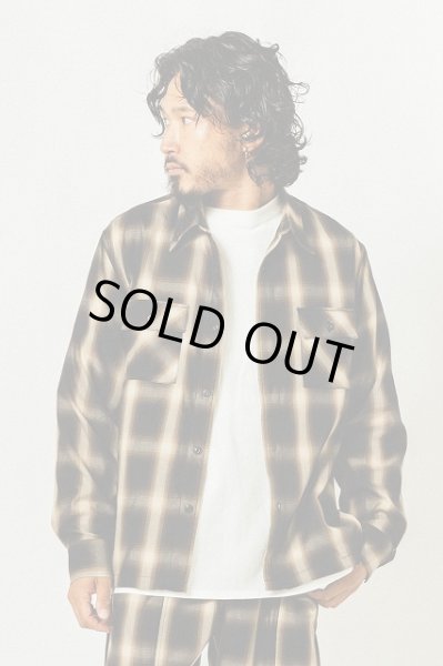 画像1: BIG MIKE(ビッグマイク) Rayon Mix Ombre Check L/S Shirts (BLK×BRN) レーヨンミックスオンブレチェックロングスリーブシャツ (ブラック/ブラウン) BES (1)
