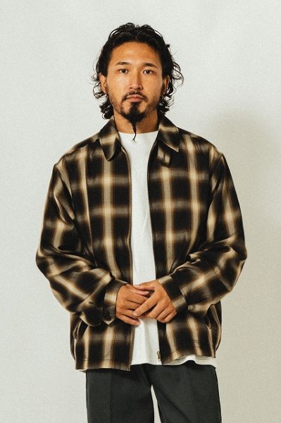 画像1: BIG MIKE(ビッグマイク) Rayon Mix Ombre Drizzler (BLK×BRN) レーヨンミックスオンブレチェックドリズラージャケット (ブラック/ブラウン) BES (1)