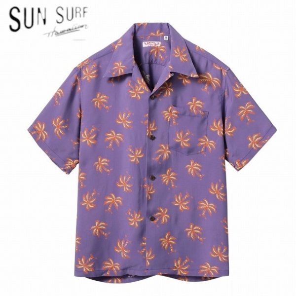 画像1: SUN SURF [サンサーフ]  RAYON HAWAIIAN SHIRT “SCATTERED PALMTREE” レーヨンハワイアンシャツ”スキャッタードパームツリー” BES (1)