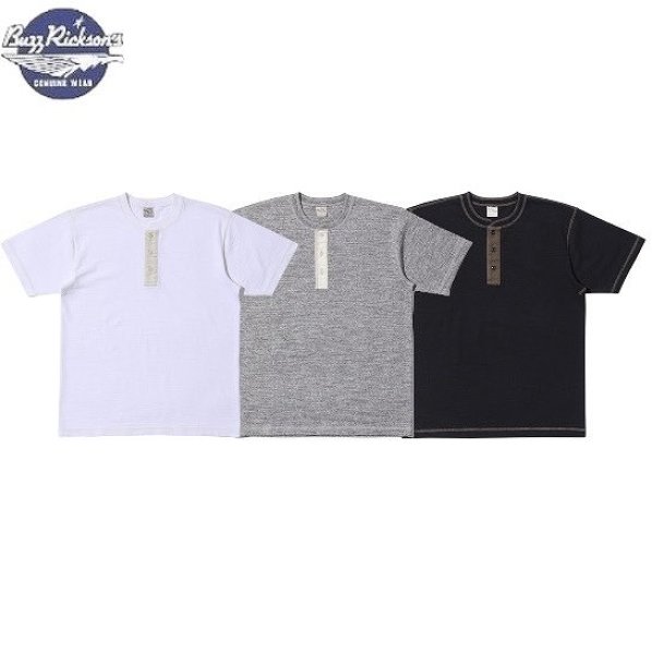 画像1: BUZZ RICKSON'S [バズリクソンズ] SLUB YARN HENLEY NECK T-SHIRT [WHITE,H.GRAY,BLACK] スラブヤーンヘンリーネックTシャツ（ホワイト,ヘザーグレー,ブラック) BES M,L,XL (1)