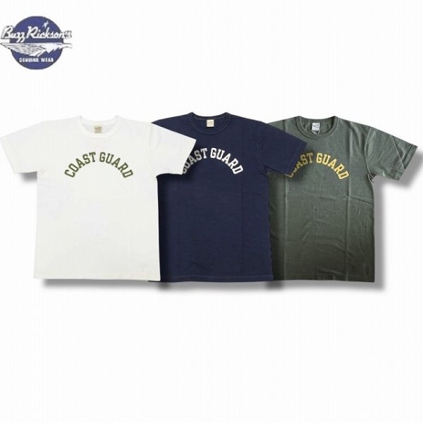 画像1: BUZZ RICKSON'S [バズリクソンズ] SLUB YARN T-SHIRT "COAST GUARD" [WHITE,H.NAVY,OLIVE] スラブヤーンTシャツ "コーストガード"（ホワイト,ネイビー,オリーブ) BES M,L,XL (1)