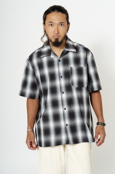 画像1: BIG MIKE(ビッグマイク) Ombre Check S/S Shirts (BLACK×WHITE) オンブレチェックショートスリーブシャツ (ブラック/ホワイト) BES (1)
