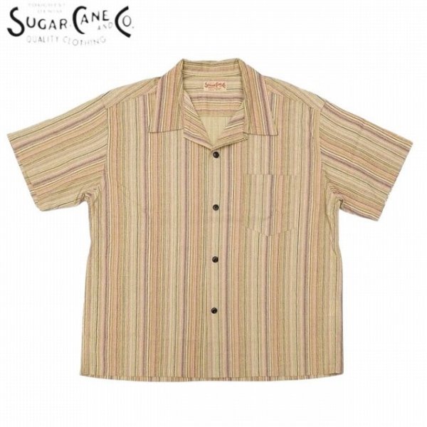 画像1: SUGAR CANE [シュガーケーン] MULTI STRIPE - S/S OPEN SHIRT (OFF WHITE) マルチストライプショートスリーブオープンシャツ (オフホワイト) 半袖 BEA (1)