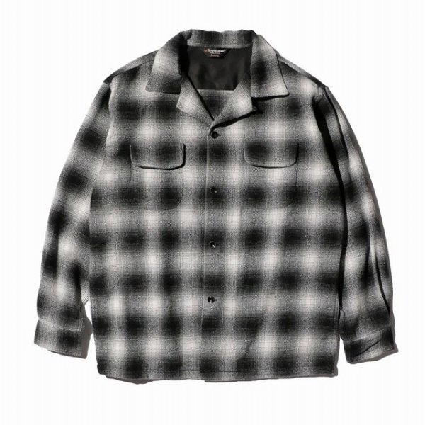 画像1: TOWN CRAFT [タウンクラフト] WOOL CHECK LOOP COLLAR SHIRTS (BLACK) ウールチェックループカラーシャツ (ブラック) オンブレチェック BEA (1)