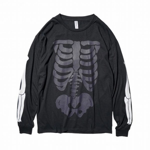画像1: JERZEES (ジャージーズ) HUMAN SKELETON LS TEE (BLACK) ヒューマン スケルトン ロングスリーブTシャツ (ブラック) BEA (1)
