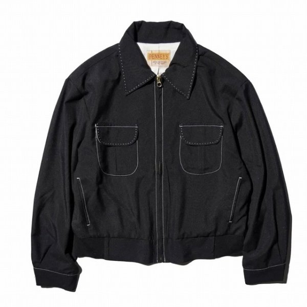 画像1: PENNEY'S [ぺニーズ] ROCKABILLY JACKET (BLACK/WHITE) ロカビリージャケット (ブラック/ホワイト) ギャバジンジャケット IDEAL社製ファスナー BEA (1)