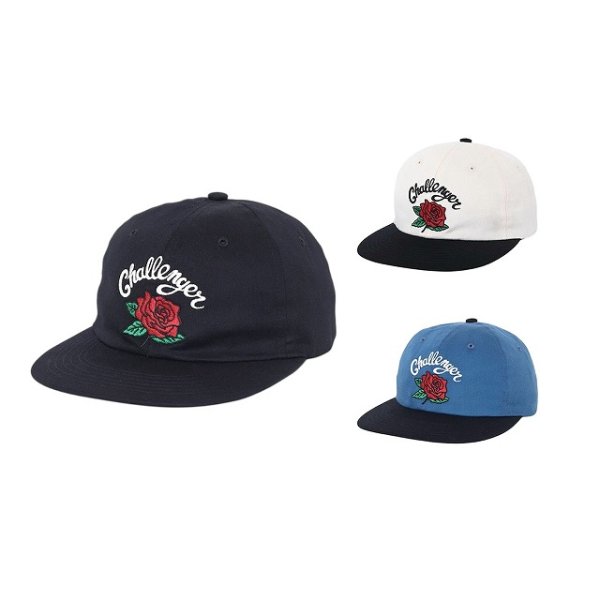 画像1: CHALLENGER [チャレンジャー] CLASSIC ROSE CAP(BLACK,WHITE/BLACK,BLUE/BLACK) クラシックローズキャップ (ブラック,ホワイト/ブラック,ブルー/ブラック) BEA (1)
