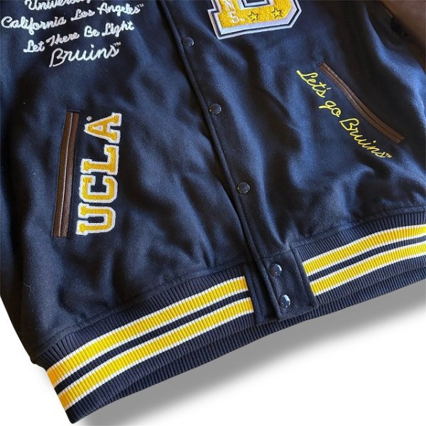 画像14: NUTMEG(ナツメグ) NUTMEG × UCLA クラシカル中綿スタジアムジャケット (ブラック, ネイビー) スタジャン カレッジロゴ メルトン Joe クマ BEA (14)