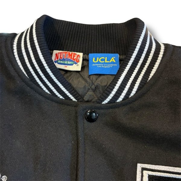 画像6: NUTMEG(ナツメグ) NUTMEG × UCLA クラシカル中綿スタジアムジャケット (ブラック, ネイビー) スタジャン カレッジロゴ メルトン Joe クマ BEA (6)