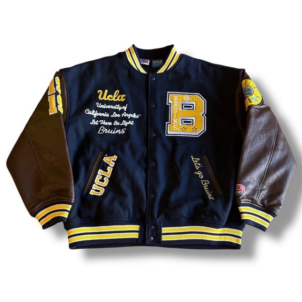 画像9: NUTMEG(ナツメグ) NUTMEG × UCLA クラシカル中綿スタジアムジャケット (ブラック, ネイビー) スタジャン カレッジロゴ メルトン Joe クマ BEA (9)