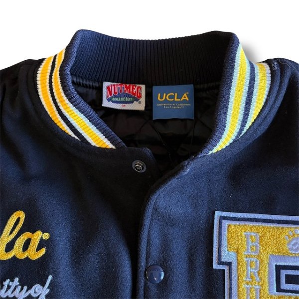 画像13: NUTMEG(ナツメグ) NUTMEG × UCLA クラシカル中綿スタジアムジャケット (ブラック, ネイビー) スタジャン カレッジロゴ メルトン Joe クマ BEA (13)