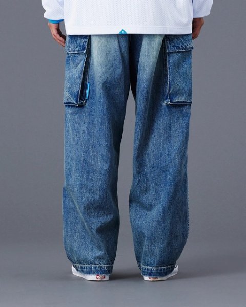 画像11: Liberaiders(リベレイダース)  DENIM CARGO PANTS (BLUE) デニムカーゴパンツ (ブルー) ミリタリー,ヴィンテージ加工 M-47カーゴ ワイドシルエット タイベックラベル BEA (11)