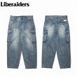 画像1: Liberaiders(リベレイダース)  DENIM CARGO PANTS (BLUE) デニムカーゴパンツ (ブルー) ミリタリー,ヴィンテージ加工 M-47カーゴ ワイドシルエット タイベックラベル BEA (1)