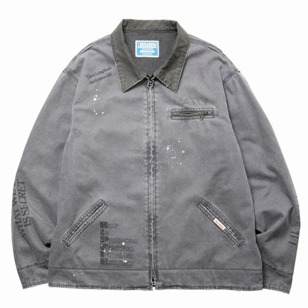 画像8: Liberaiders(リベレイダース)  GARMENT DYED WORK JACKETT (NAVY,BROWN,BLACK) ガーメントダイワークジャケット (ネイビー,ブラウン,ブラック) キャンバス生地 手描きプリント ヴィンテージ感 硫化染料BEA (8)