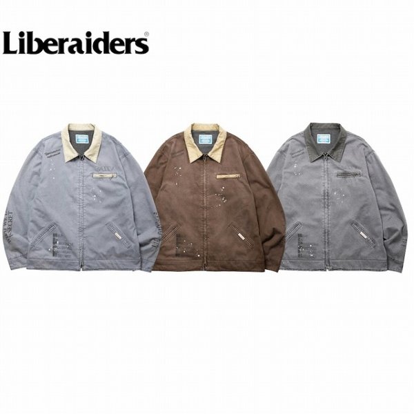画像1: Liberaiders(リベレイダース)  GARMENT DYED WORK JACKETT (NAVY,BROWN,BLACK) ガーメントダイワークジャケット (ネイビー,ブラウン,ブラック) キャンバス生地 手描きプリント ヴィンテージ感 硫化染料BEA (1)
