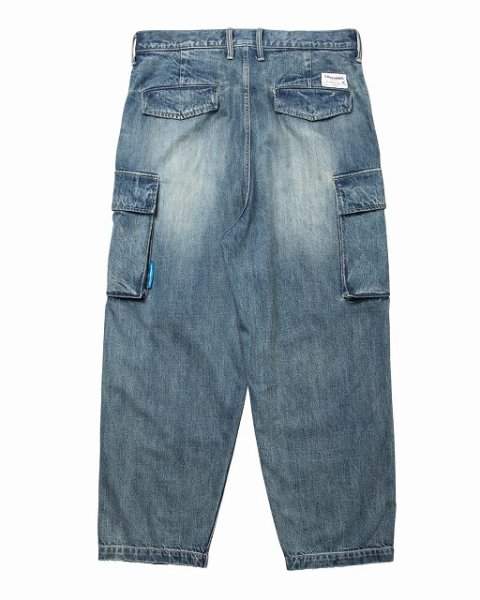 画像3: Liberaiders(リベレイダース)  DENIM CARGO PANTS (BLUE) デニムカーゴパンツ (ブルー) ミリタリー,ヴィンテージ加工 M-47カーゴ ワイドシルエット タイベックラベル BEA (3)
