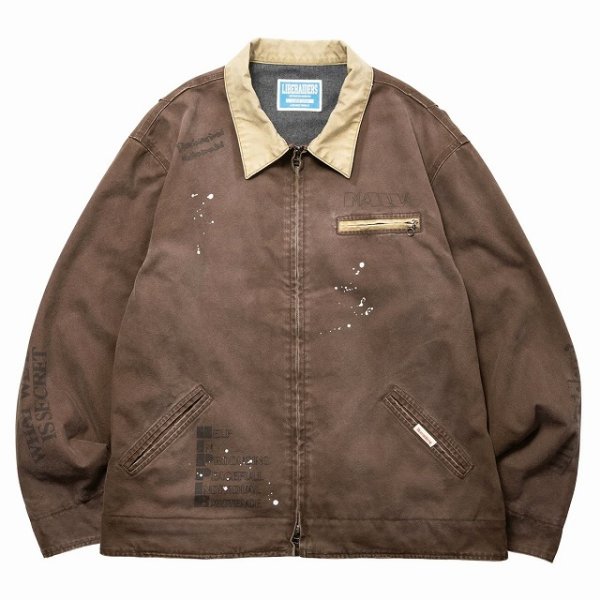 画像5: Liberaiders(リベレイダース)  GARMENT DYED WORK JACKETT (NAVY,BROWN,BLACK) ガーメントダイワークジャケット (ネイビー,ブラウン,ブラック) キャンバス生地 手描きプリント ヴィンテージ感 硫化染料BEA (5)
