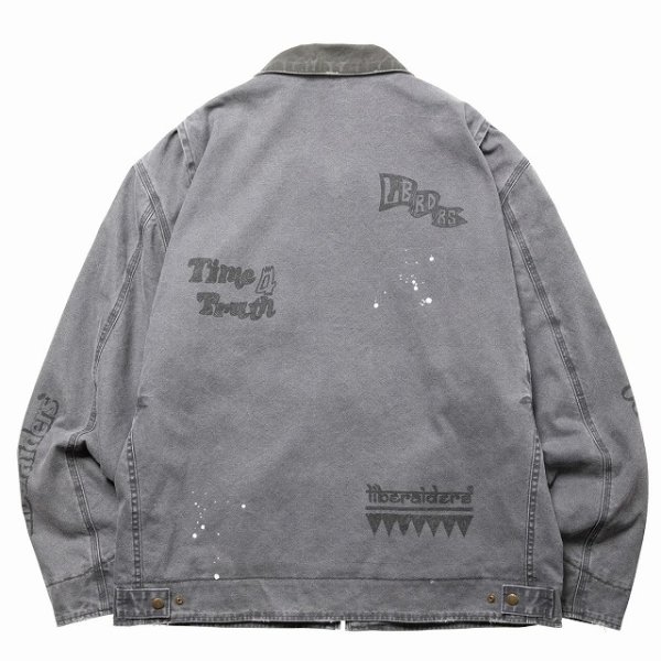 画像9: Liberaiders(リベレイダース)  GARMENT DYED WORK JACKETT (NAVY,BROWN,BLACK) ガーメントダイワークジャケット (ネイビー,ブラウン,ブラック) キャンバス生地 手描きプリント ヴィンテージ感 硫化染料BEA (9)