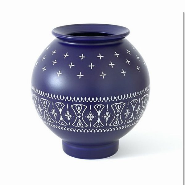 画像1: CHALLENGER [チャレンジャー] FLOWER BASE フラワーベース 花瓶 ペイズリー柄 ネイビー 紺 BEA (1)