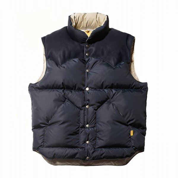 画像2: STANDARD CALIFORNIA [スタンダードカリフォルニア] Rocky Mountain Featherbed / SD Down Vest (Navy,BROWN) ロッキーマウンテンフェザーベッド 別注 SDダウンベスト (ネイビー,ブラウン) BEA (2)