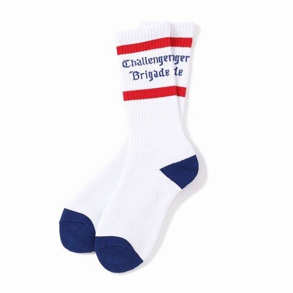 画像2: CHALLENGER [チャレンジャー]  CLASSIC LOGO SOCKS (WHITE,BLACK) クラシックロゴソックス(ホワイト,ブラック) BEA (2)