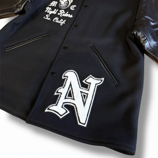 画像7: WHITESVILLE [ホワイツビル] 30oz. WOOL MELTON HALF LENGTH AWARD JACKET (BLACK) 30oz.ウールメルトンハーフレングスアワードジャケット (ブラック) スタジャン BEA (7)