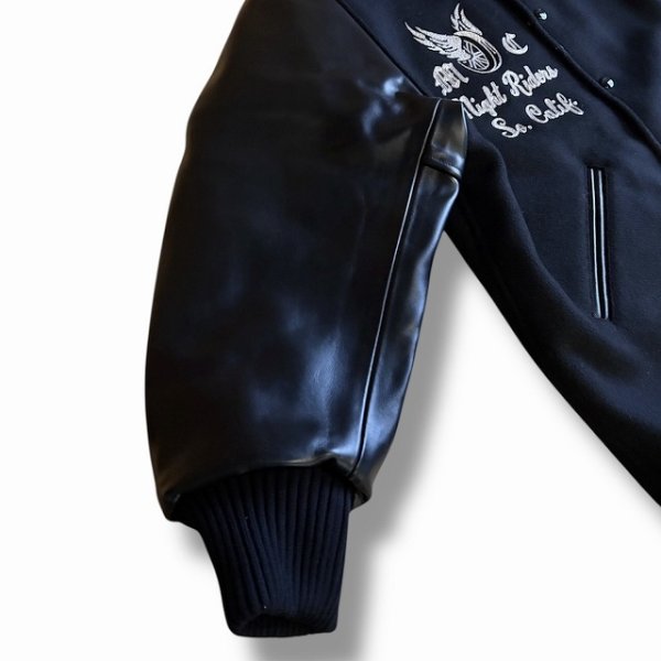 画像6: WHITESVILLE [ホワイツビル] 30oz. WOOL MELTON HALF LENGTH AWARD JACKET (BLACK) 30oz.ウールメルトンハーフレングスアワードジャケット (ブラック) スタジャン BEA (6)