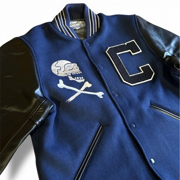 画像4: WHITESVILLE [ホワイツビル] 30oz. WOOL MELTON HALF LENGTH AWARD JACKET (NAVY) 30oz.ウールメルトンハーフレングスアワードジャケット (ネイビー) スタジャン BEA (4)