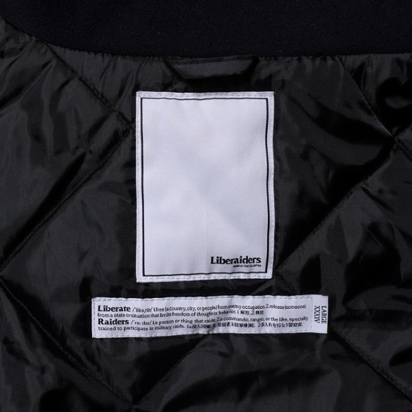 画像3: Liberaiders(リベレイダース) LR VARSITY JACKET (BLACK) LRヴァ―シティジャケット (ブラック) スタジャン ワッペン チェーン刺繍 中綿キルティング BEA (3)