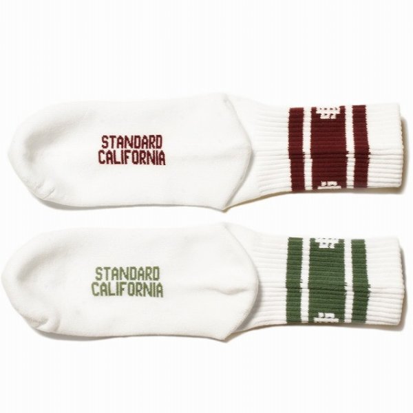 画像3: STANDARD CALIFORNIA [スタンダードカリフォルニア] SD Sports Socks-2P [White/Olive,White/Burgundy] スポーツソックス2P (ホワイト/オリーブ、ホワイト/バーガンディー) BEA (3)