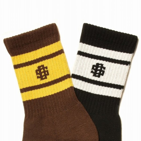 画像2: STANDARD CALIFORNIA [スタンダードカリフォルニア] SD Sports Socks-2P Type-2 [Black/White,Brown/Yellow] スポーツソックス2P タイプ-2 (ブラック/ホワイト、ブラウン/イエロー) BEA (2)
