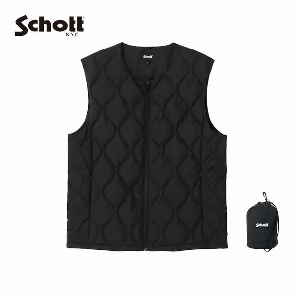 画像1: Schott [ショット]  xTAION タイオン INNER DOWN VEST (BLACK) インナーダウンベスト (ブラック)  BEA  (1)