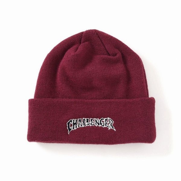 画像4: CHALLENGER [チャレンジャー] CRASH LOGO KNIT CAP (BLACK,BURGUNDY) クラッシュロゴニットキャップ (ブラック,バーガンディー) BEA (4)